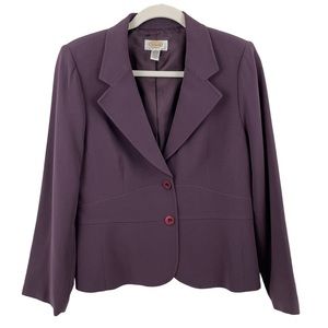 7. EUC Talbots Two Button Blazer Purple Petite 10 Triacetate Blend Single Breast